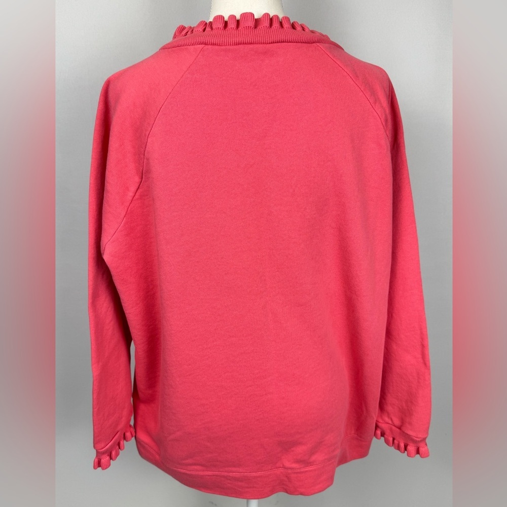 Talbots Ruffle Trim Raglan Sweatshirt Pink Gold Buttons At Neckline Size 1X - Picture 8 of 10